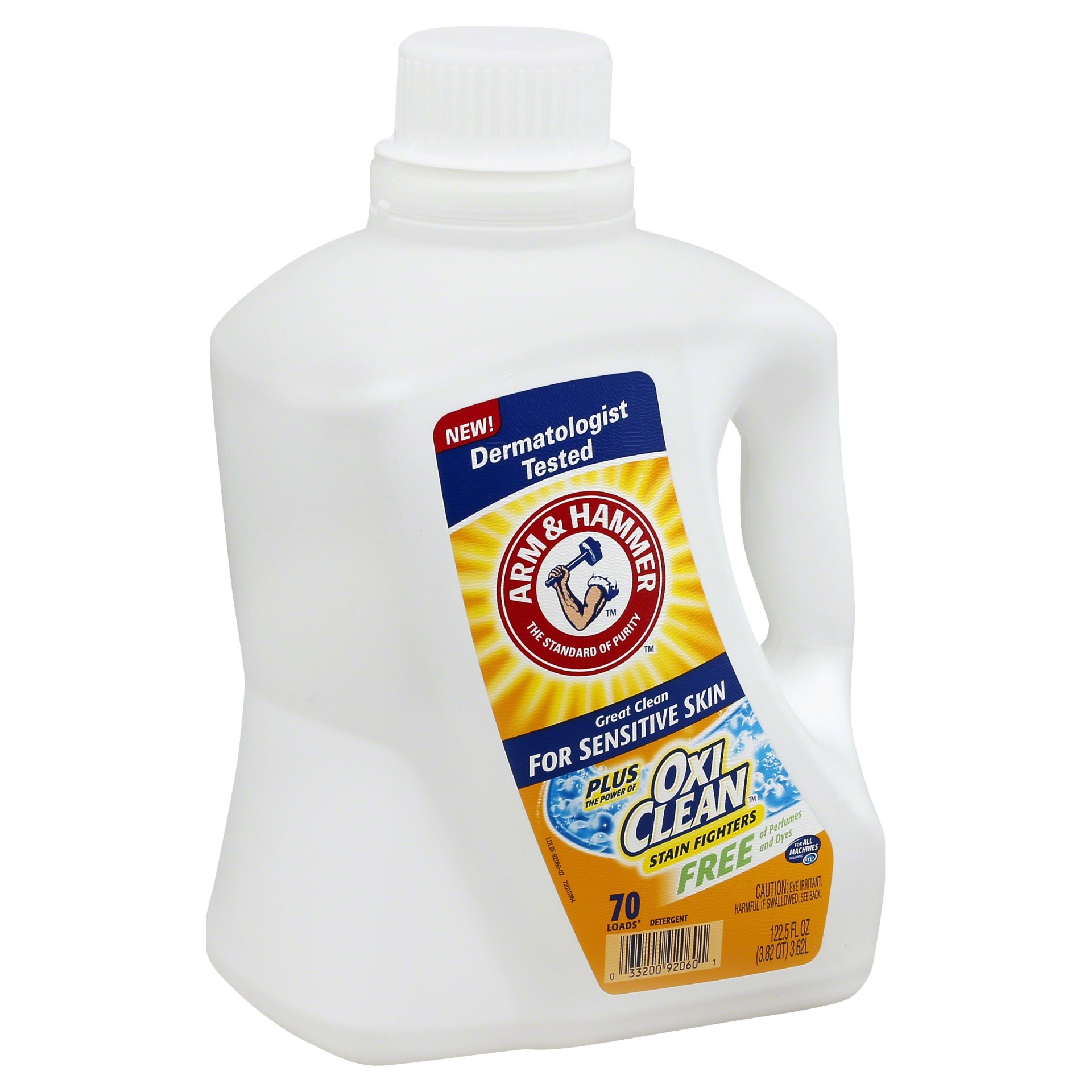 slide 1 of 4, ARM & HAMMER OxiClean Stain Fighters Sensitive Skin Laundry Detergent, 122.5 fl oz