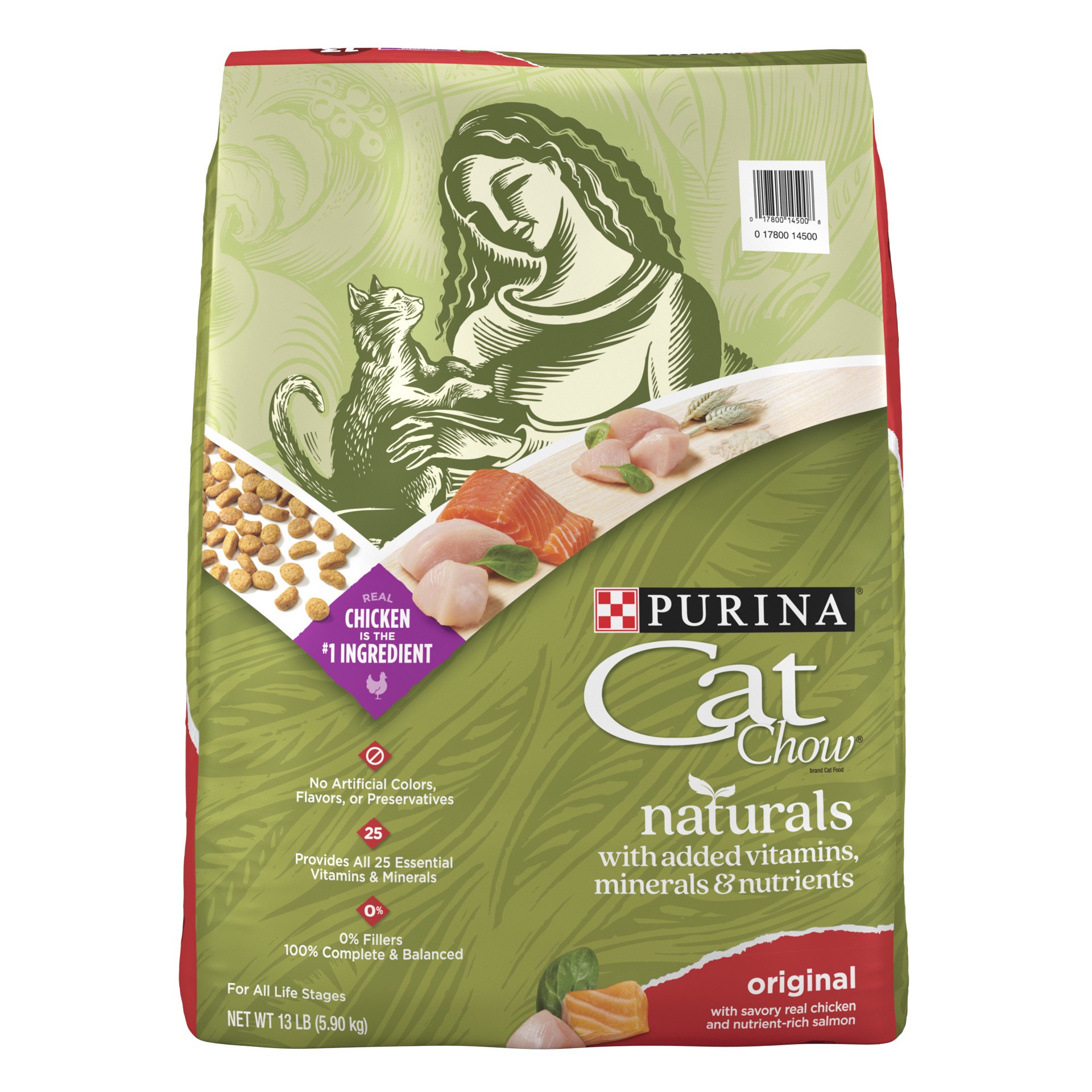 slide 1 of 9, Purina Cat Chow Naturals Original Adult Complete & Balanced Chicken Flavor Dry Cat Food - 13lbs, 13 lb