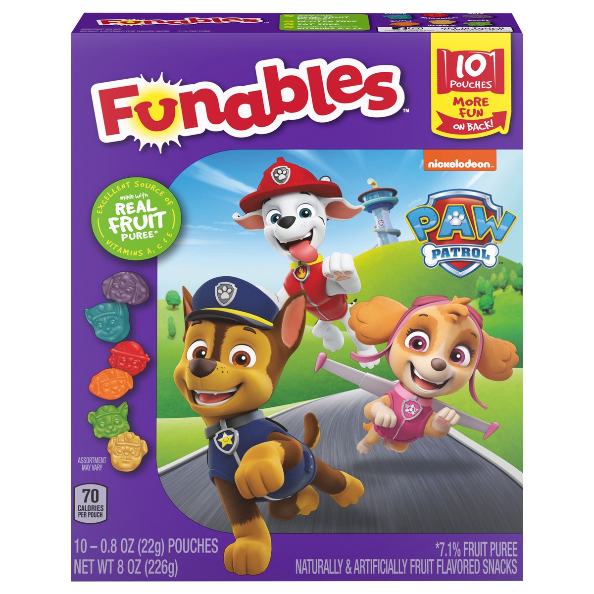 slide 1 of 3, Funables Paw Patrol Fruit Flavored Snacks 10 - 0.8 oz Pouches, 10 ct