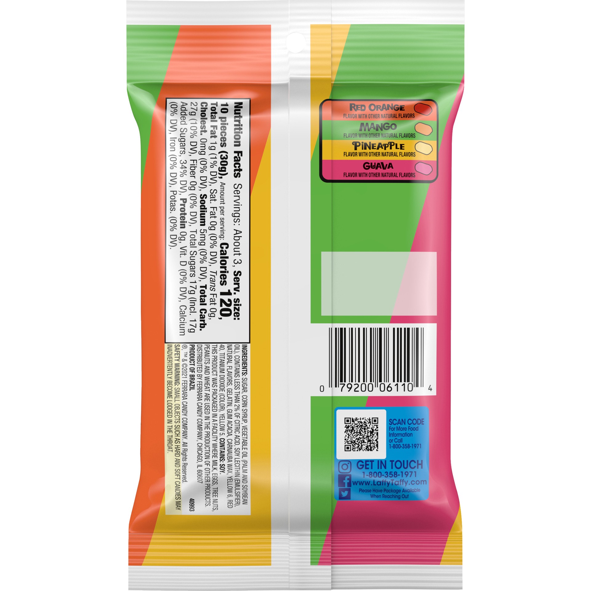 slide 2 of 5, LAFFY TAFFY LAFF BITES TROPICAL PEG 06110 4.2oz 2020-280-2, 3 oz