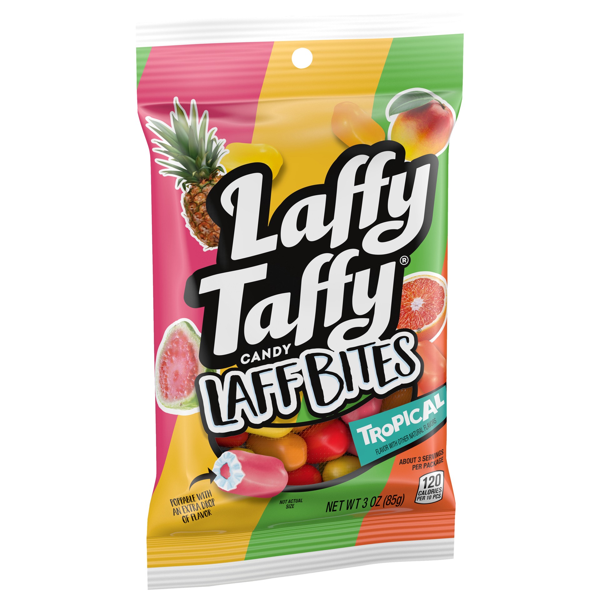 slide 3 of 5, LAFFY TAFFY LAFF BITES TROPICAL PEG 06110 4.2oz 2020-280-2, 3 oz
