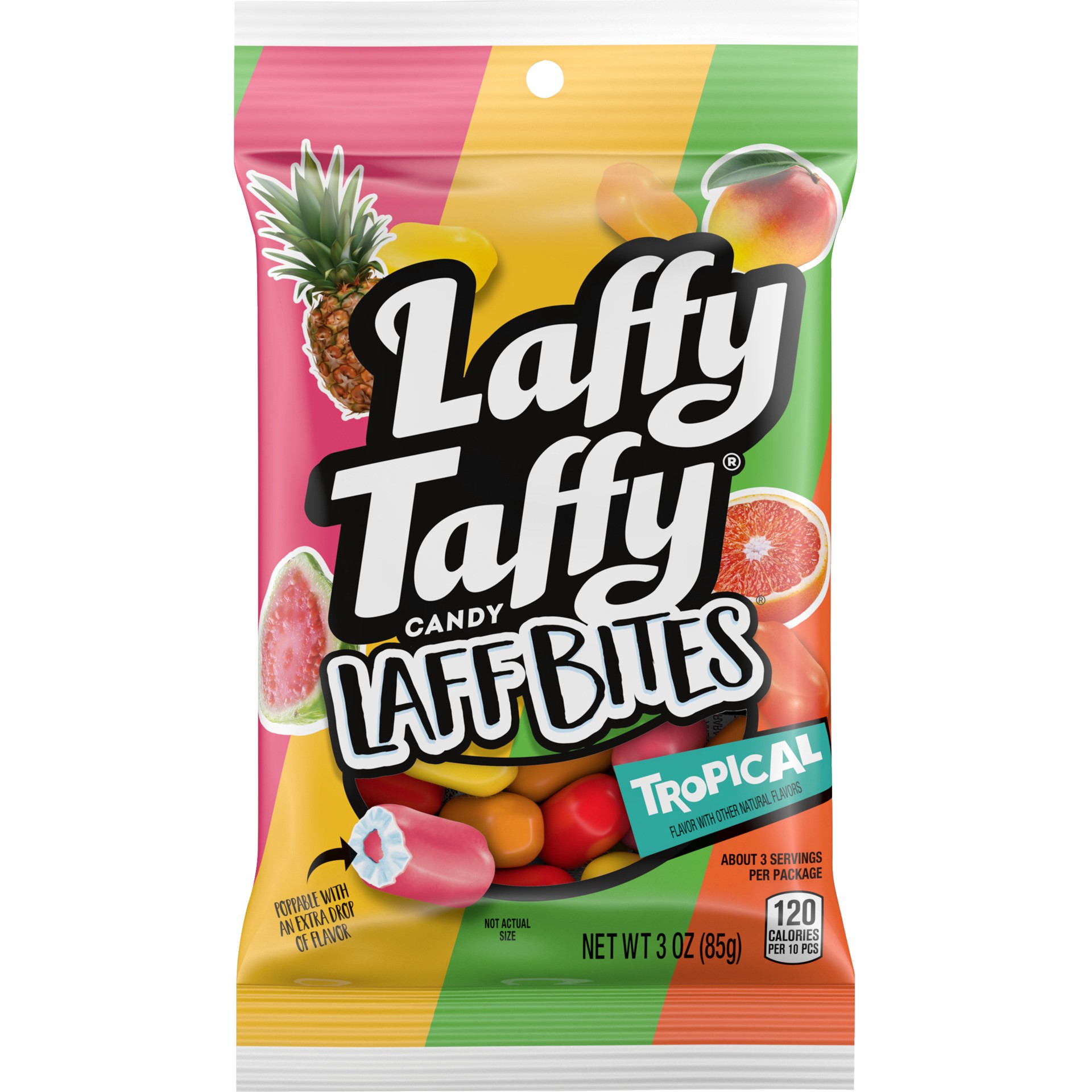 slide 1 of 5, LAFFY TAFFY LAFF BITES TROPICAL PEG 06110 4.2oz 2020-280-2, 3 oz