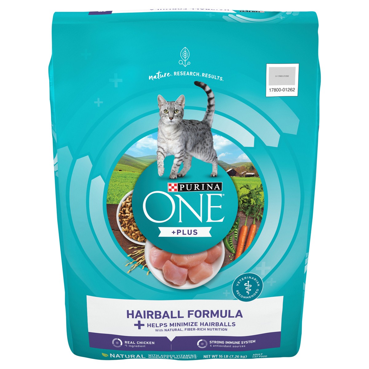 slide 1 of 7, ONE Purina ONE Natural Cat Food for Hairball Control, +PLUS Hairball Formula, 16 lb