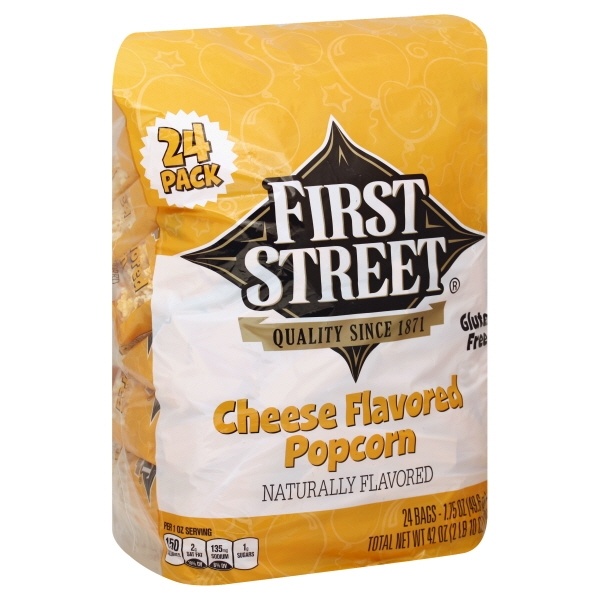 slide 1 of 6, First Street Cheese Popcorn, 24 ct