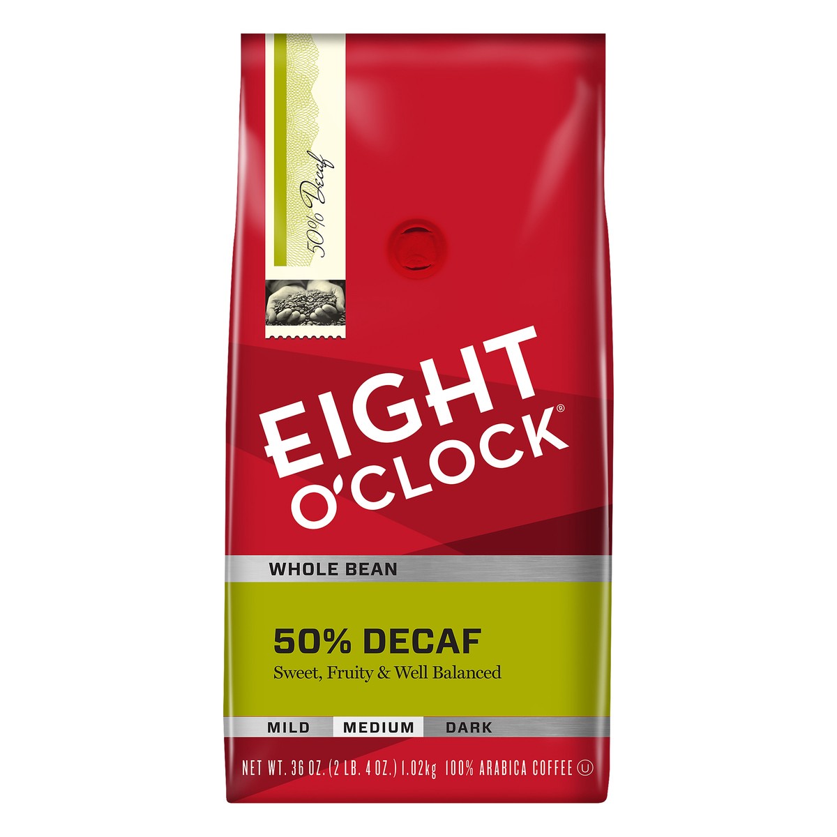 slide 4 of 7, Eight O'Clock Coffee Eight O' Clock 50% Decaf Whole Bean Coffee 36 oz Bag, 36 oz