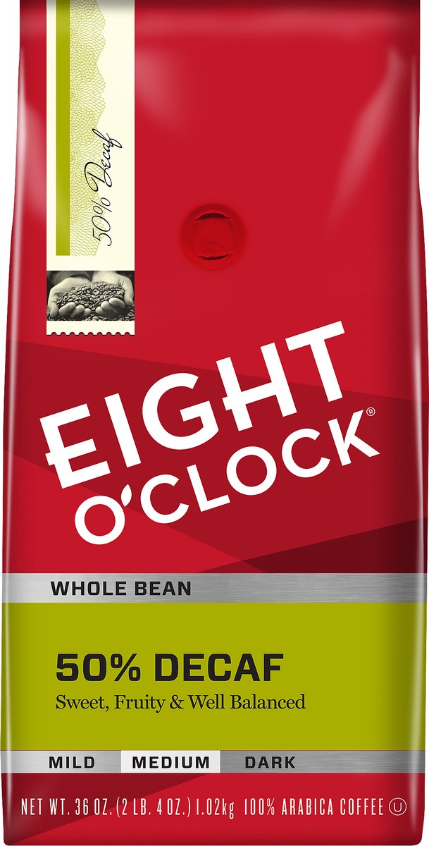 slide 2 of 7, Eight O'Clock Coffee Eight O' Clock 50% Decaf Whole Bean Coffee 36 oz Bag, 36 oz