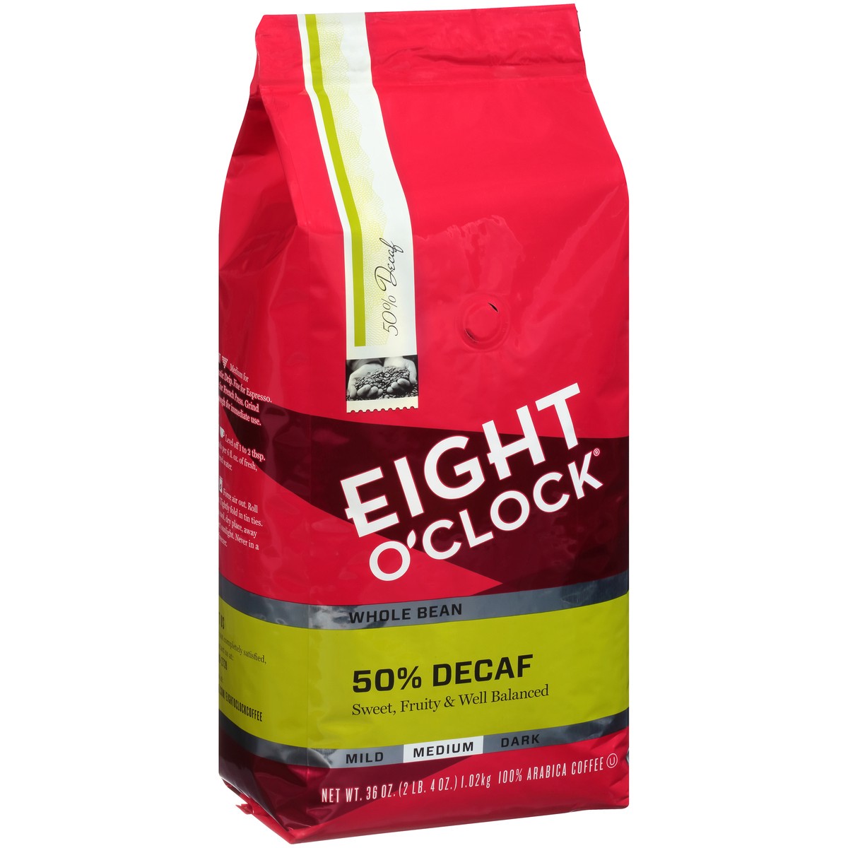 slide 3 of 7, Eight O'Clock Coffee Eight O' Clock 50% Decaf Whole Bean Coffee 36 oz Bag, 36 oz