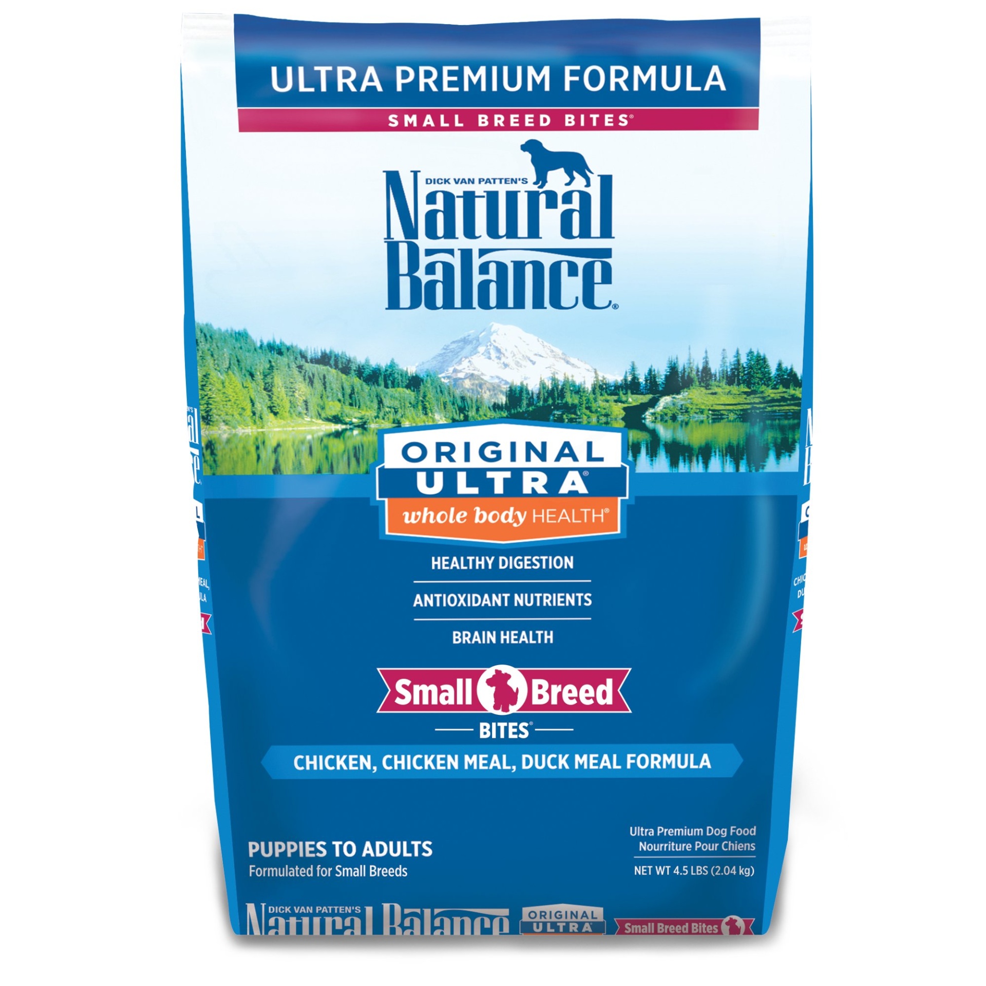 slide 1 of 1, Natural Balance Small Breed Bites Original Ultra Whole Body Health Chicken, Chicken Meal, Duck Meal Dog Food, 4.5 lb