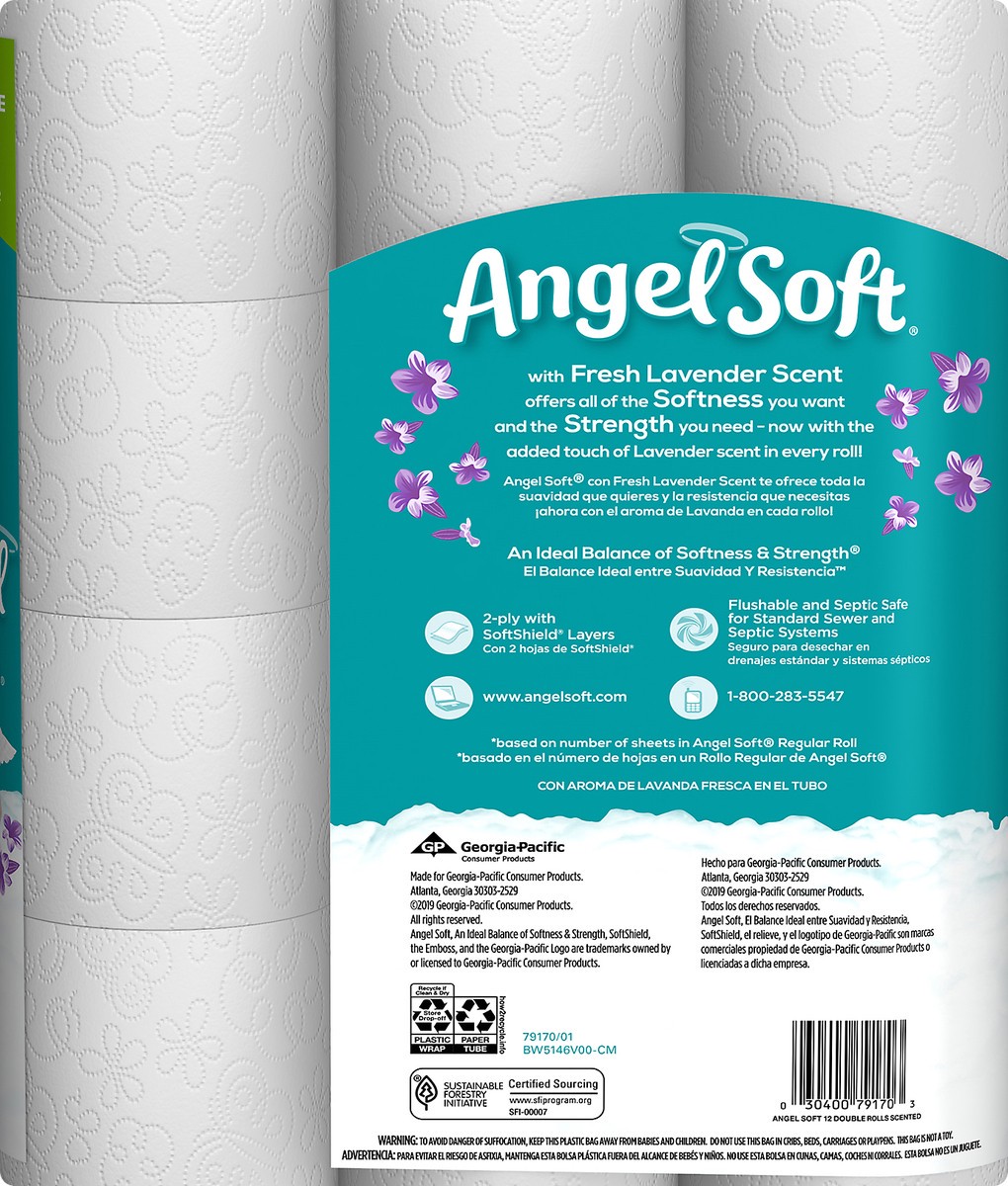 slide 5 of 6, Angel Soft 2-Ply Double Rolls Fresh Lavender Scent Bathroom Tissue 12 ea, 12 ct