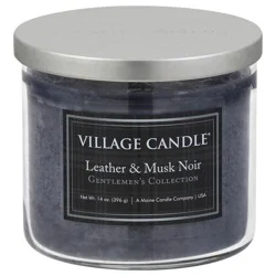 Village Candle Leather & Musk Noir Candle 14 oz