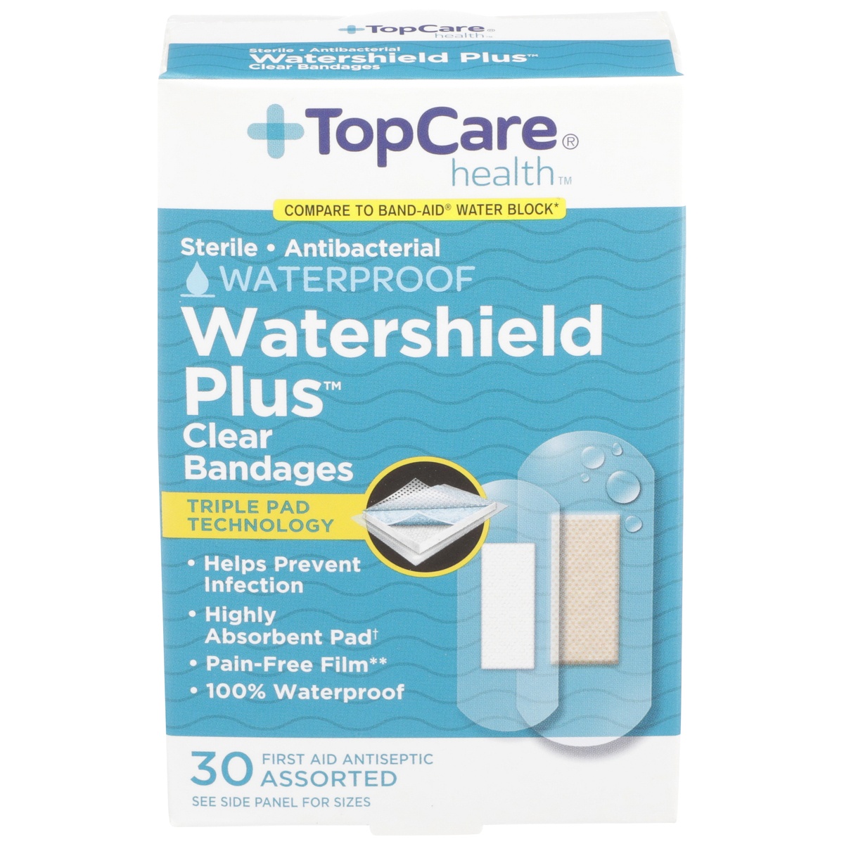 slide 1 of 1, TopCare Water Resistant Assorted, 30 ct