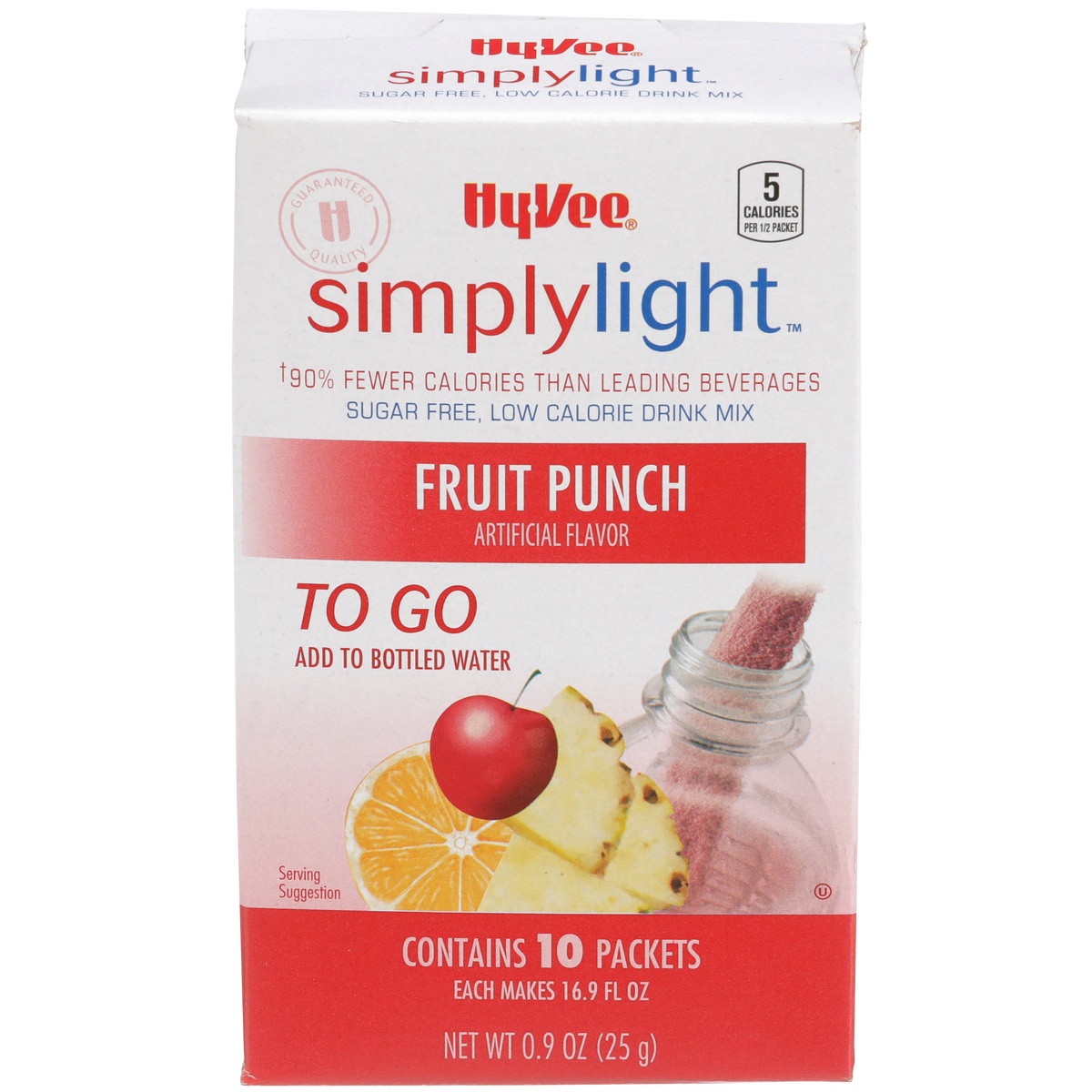 slide 1 of 1, Hy-vee Simplylight, Fruit Punch Sugar Free, Low Calorie Drink Mix To Go - 10 ct; 0.9 oz, 10 ct; 0.9 oz