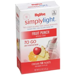 Hy-vee Simplylight, Fruit Punch Sugar Free, Low Calorie Drink Mix To Go - 10 ct; 0.9 oz