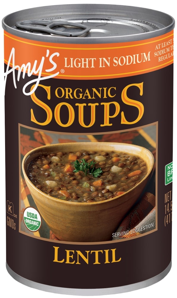 slide 1 of 1, Amy's Organic Light In Sodium Lentil Soup, 14.5 oz