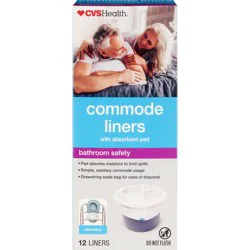 CVS Health Commode Liner With Super Absorbent Pad, 12 Ct