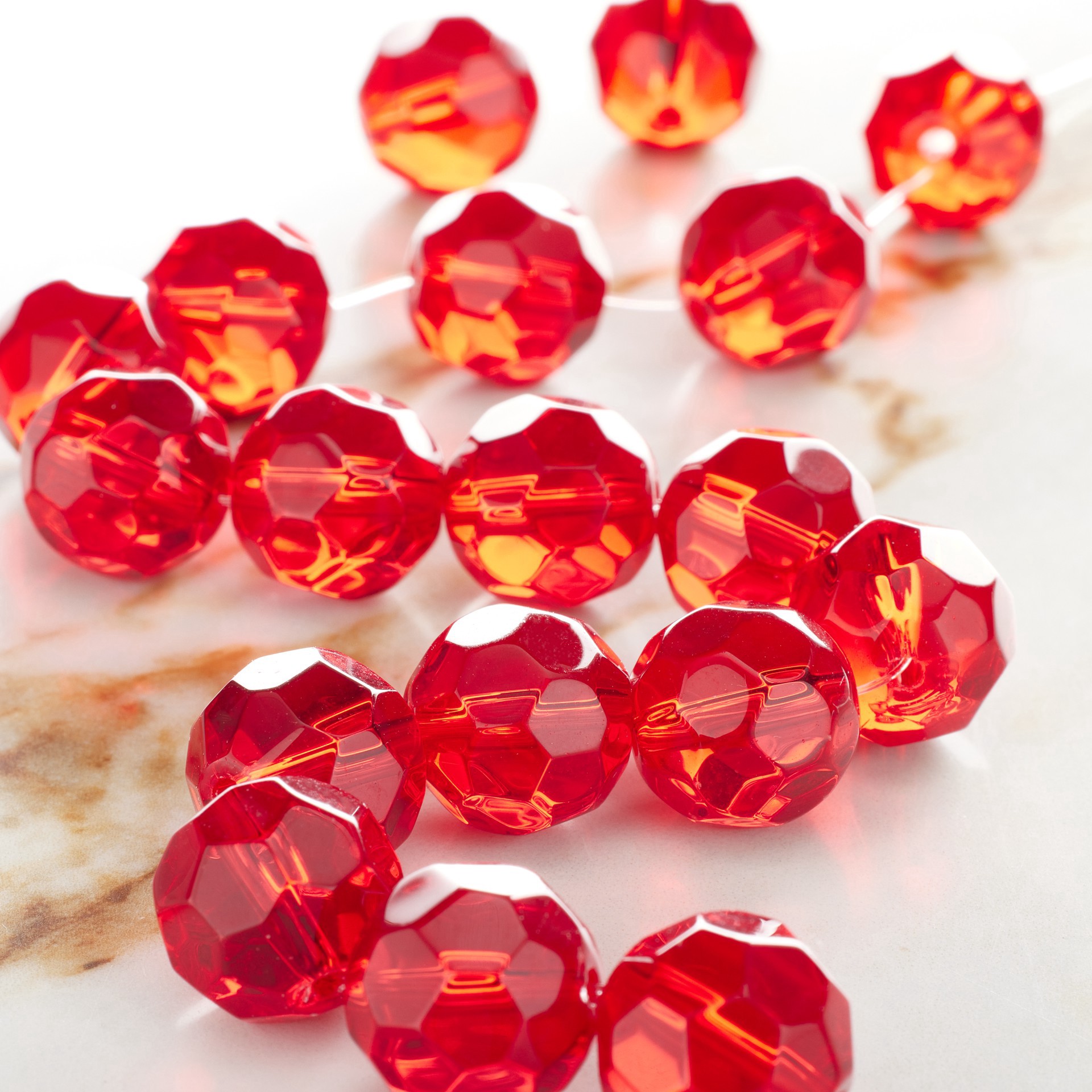 slide 2 of 3, Ruby Faceted Glass Round Beads, 14mm By Bead Landing, 14mm