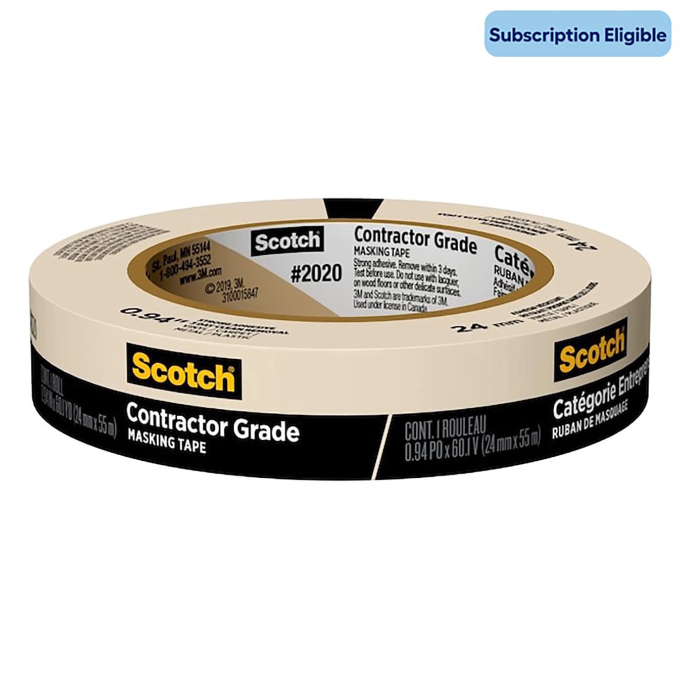 slide 3 of 6, 3M Scotch Contractor Grade Masking Tape 1 ea, 60.1 yd
