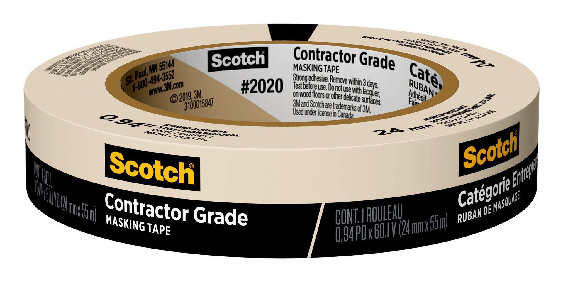 slide 1 of 6, 3M Scotch Contractor Grade Masking Tape 1 ea, 60.1 yd