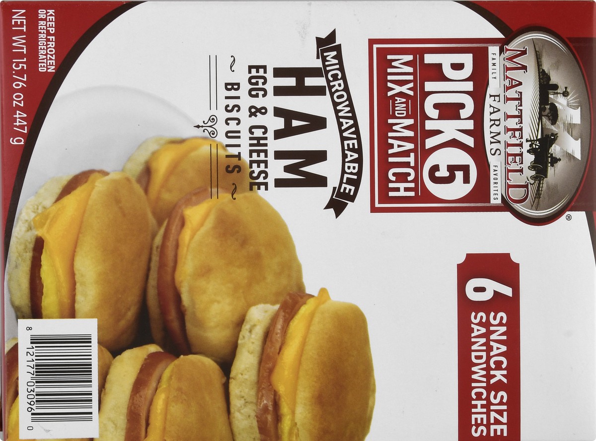 slide 12 of 13, Mattfield Farms Snack Size Microwaveable Ham Egg & Cheese Biscuits 6 ea, 6 ct