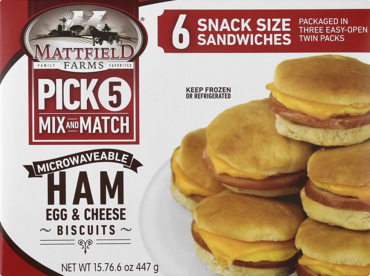 slide 13 of 13, Mattfield Farms Snack Size Microwaveable Ham Egg & Cheese Biscuits 6 ea, 6 ct