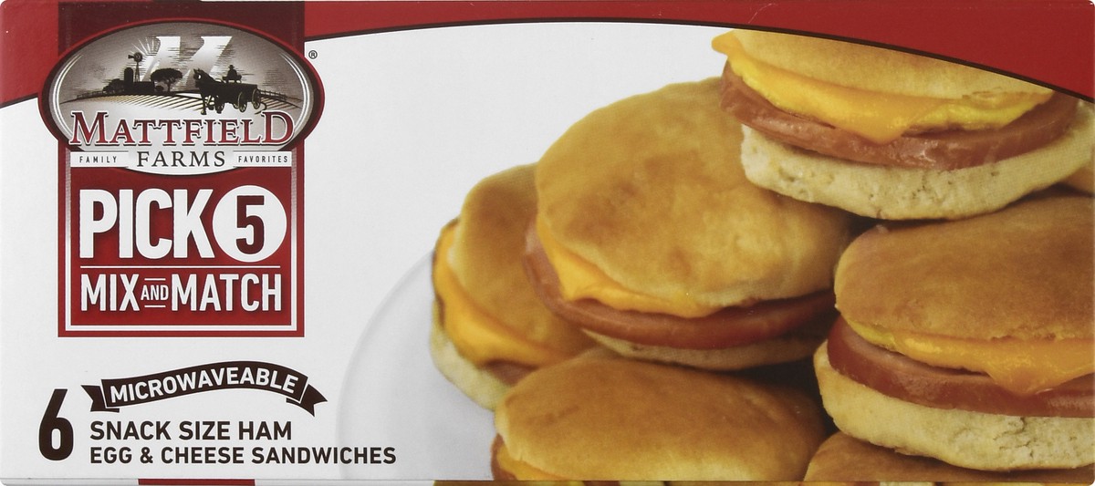 slide 7 of 13, Mattfield Farms Snack Size Microwaveable Ham Egg & Cheese Biscuits 6 ea, 6 ct