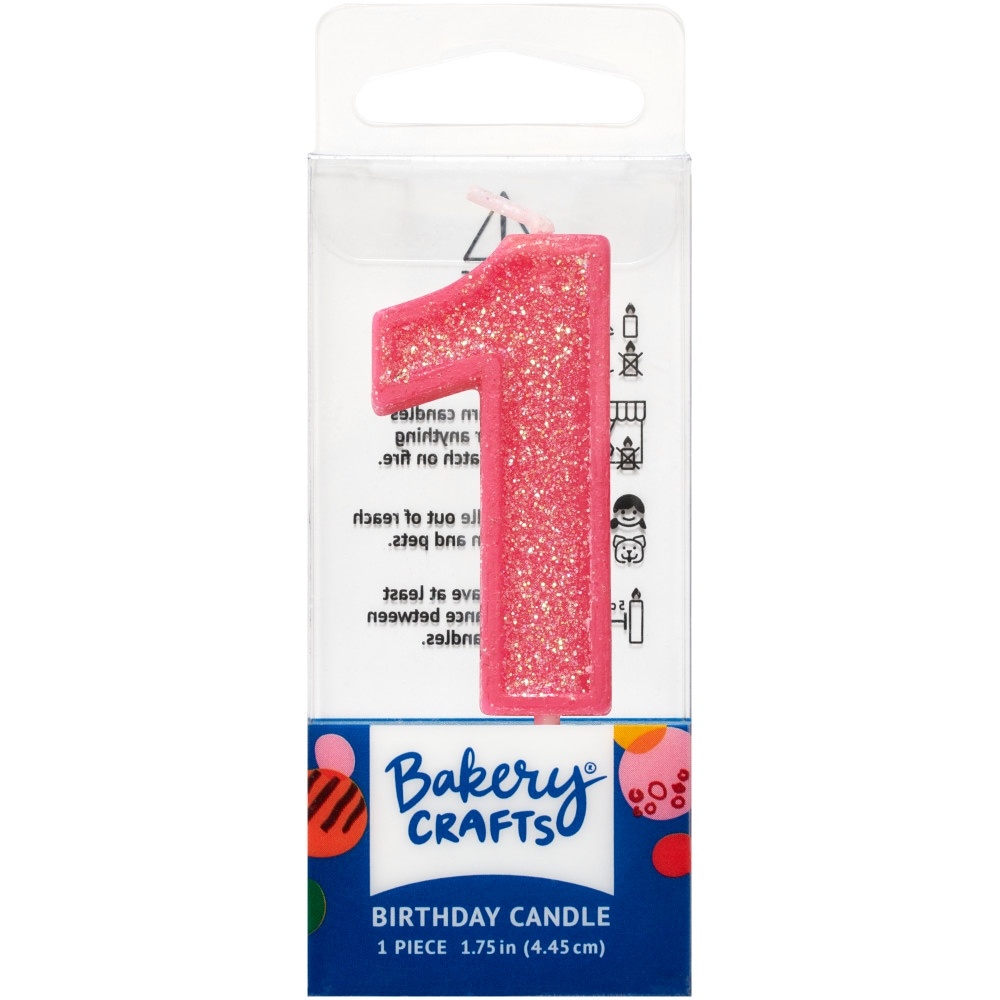slide 1 of 1, DecoPac One Birthday Candle Cake Decoration - Pink, 1.75 in