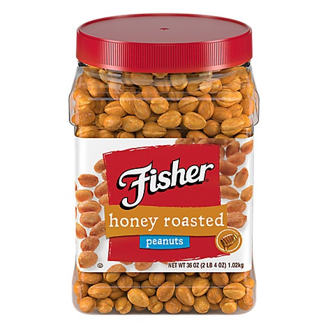slide 1 of 1, Fisher Peanuts Honey Roasted, 36 oz