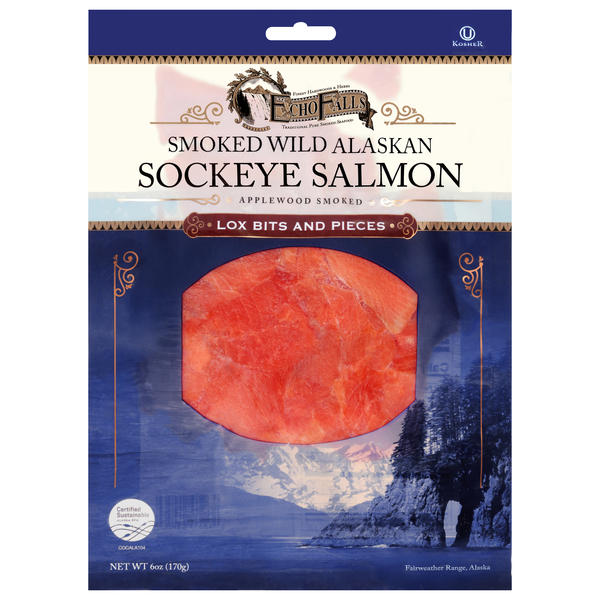 slide 1 of 1, Echo Falls Lox Bits and Pieces Smoked Wild Alaskan Sockeye Salmon 6 oz, 6 oz