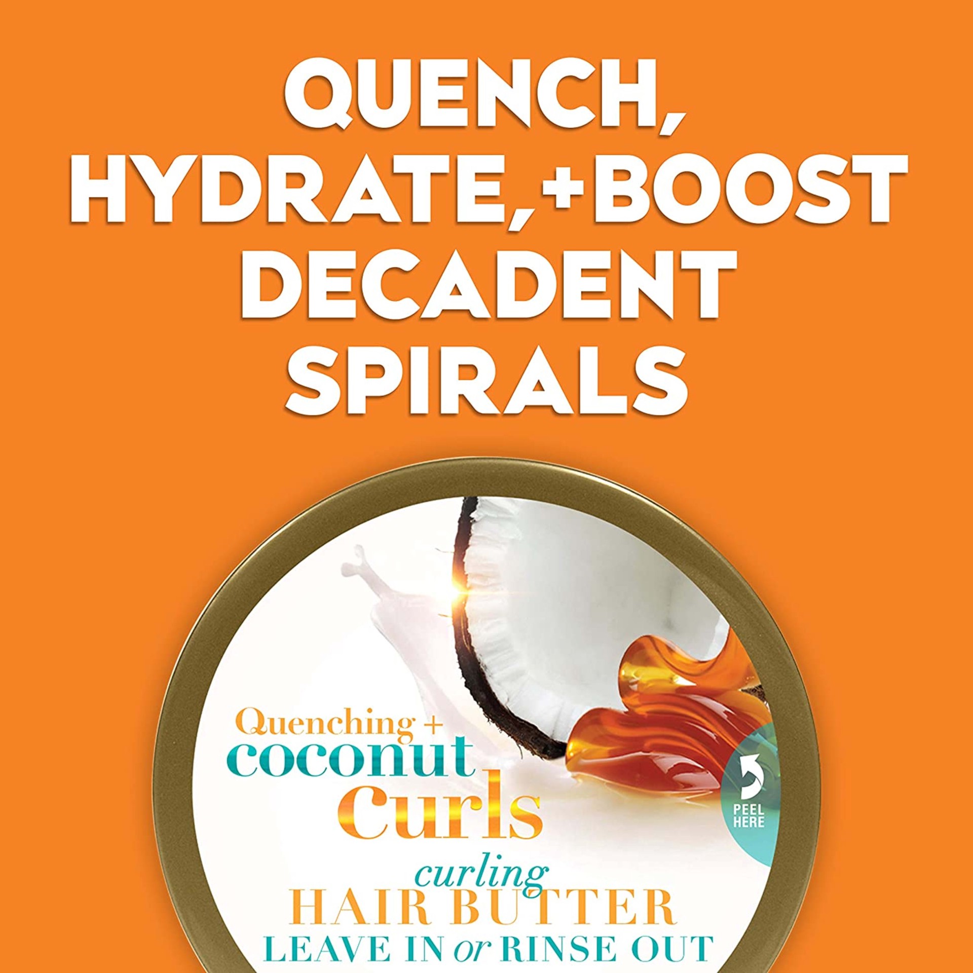 slide 8 of 9, OGX Quenching + Coconut Curls Curling Hair Butter, Deep Moisture Leave-In Hair Mask & Treatment with Coconut Oil, Citrus Oil & Honey, Paraben-Free and Sulfated-Surfactants Free, 6.6 oz