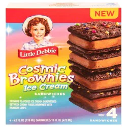 Little Debbie Cosmic Brownies Ice Cream Sandwiches 4 - 4.0 fl oz Each