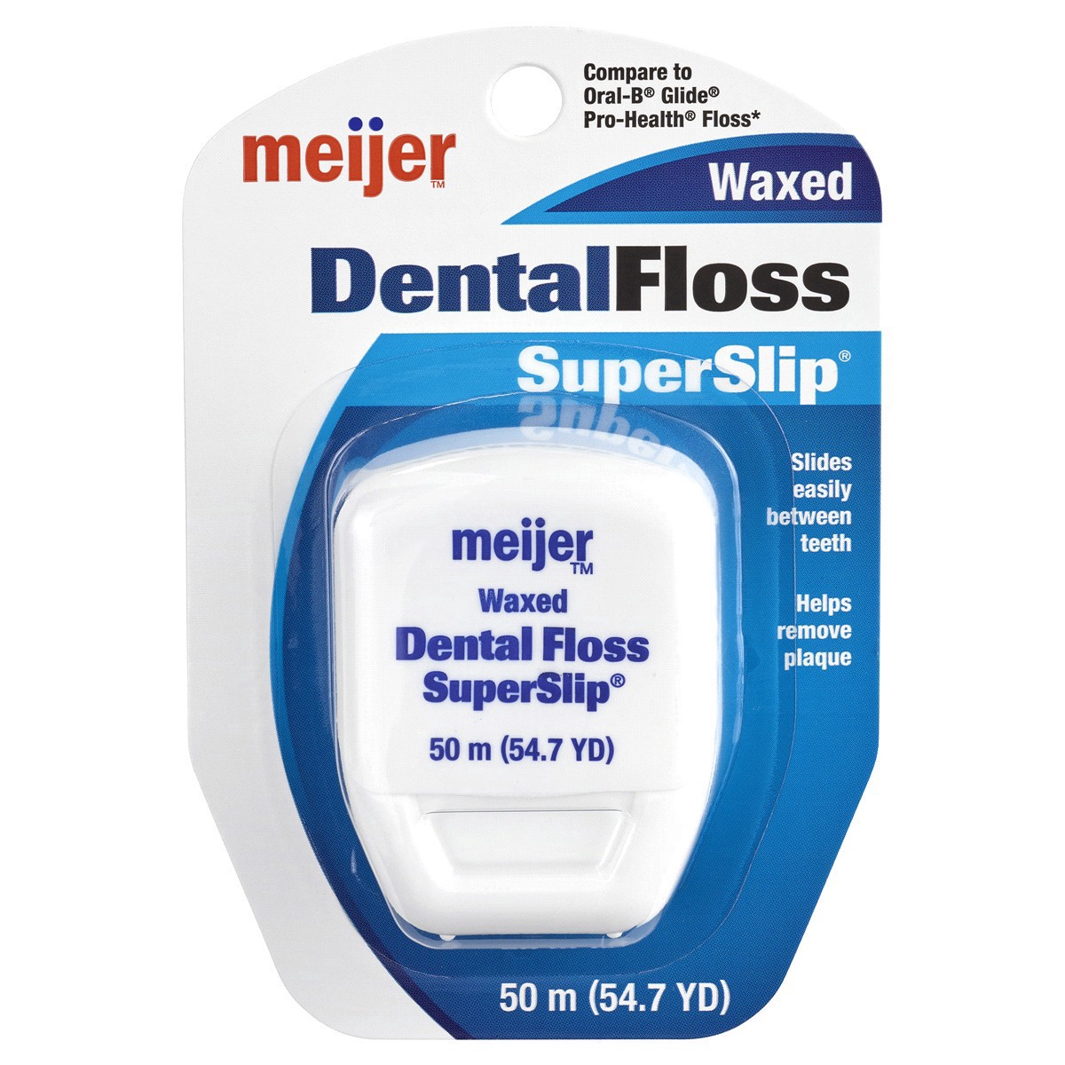 slide 1 of 5, Meijer SuperSlip Waxed Dental Floss, 54.7 yd, 55 YD     