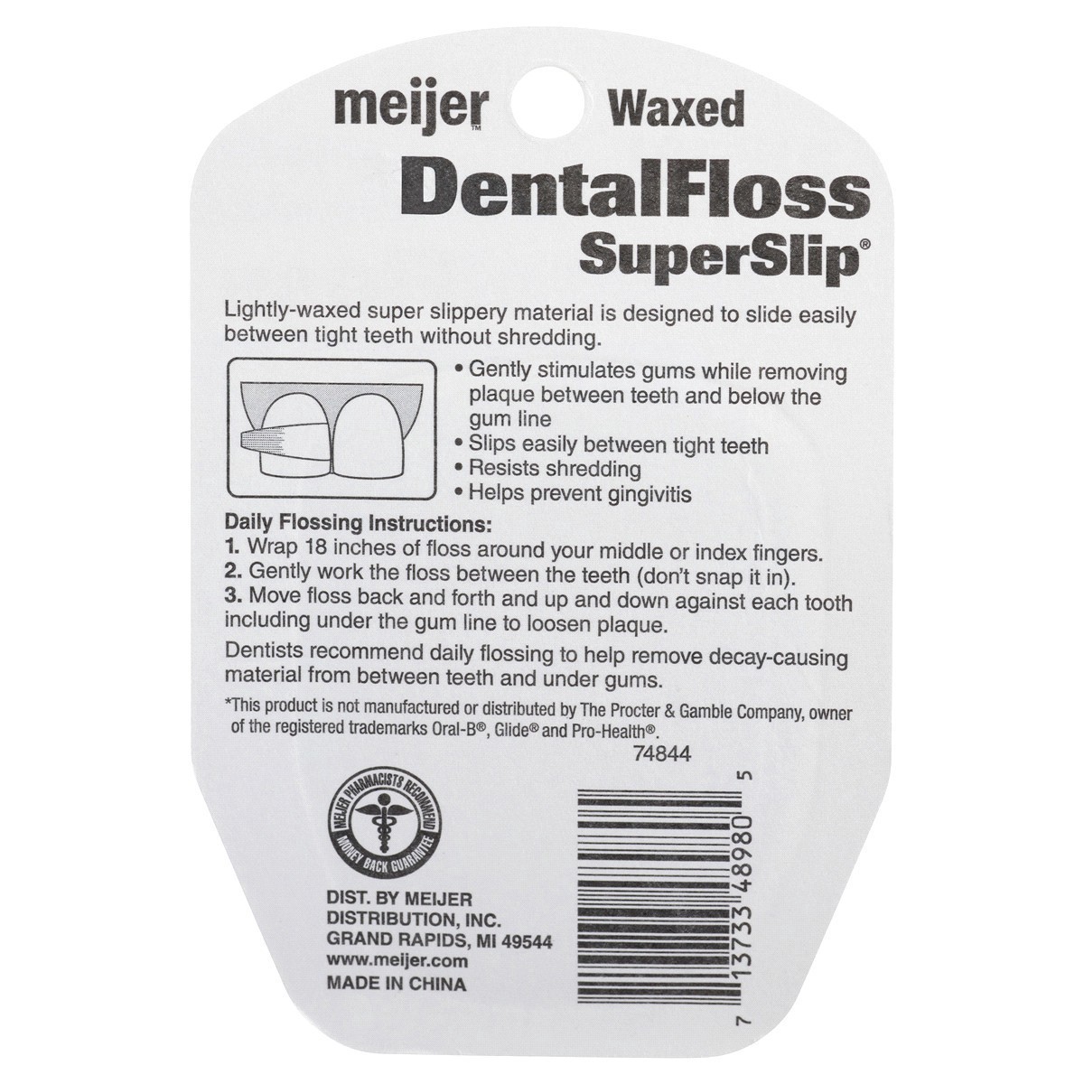 slide 5 of 5, Meijer SuperSlip Waxed Dental Floss, 54.7 yd, 55 YD     