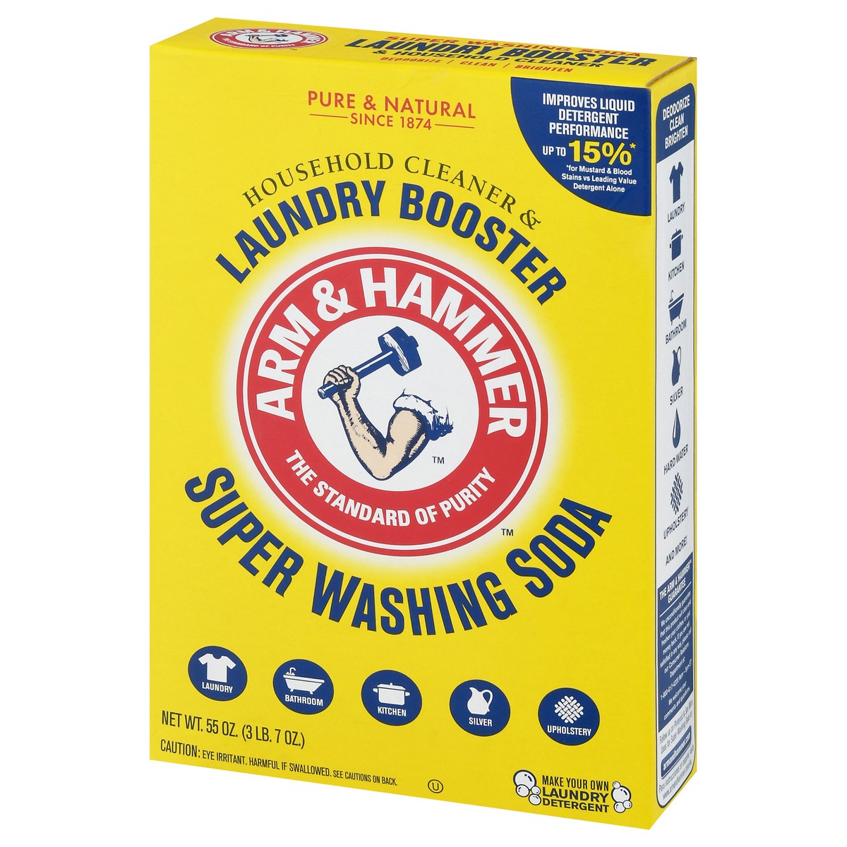 slide 8 of 9, Arm & Hammer Super Washing Soda Detergent Booster & Household Cleaner, 55oz., 55 oz