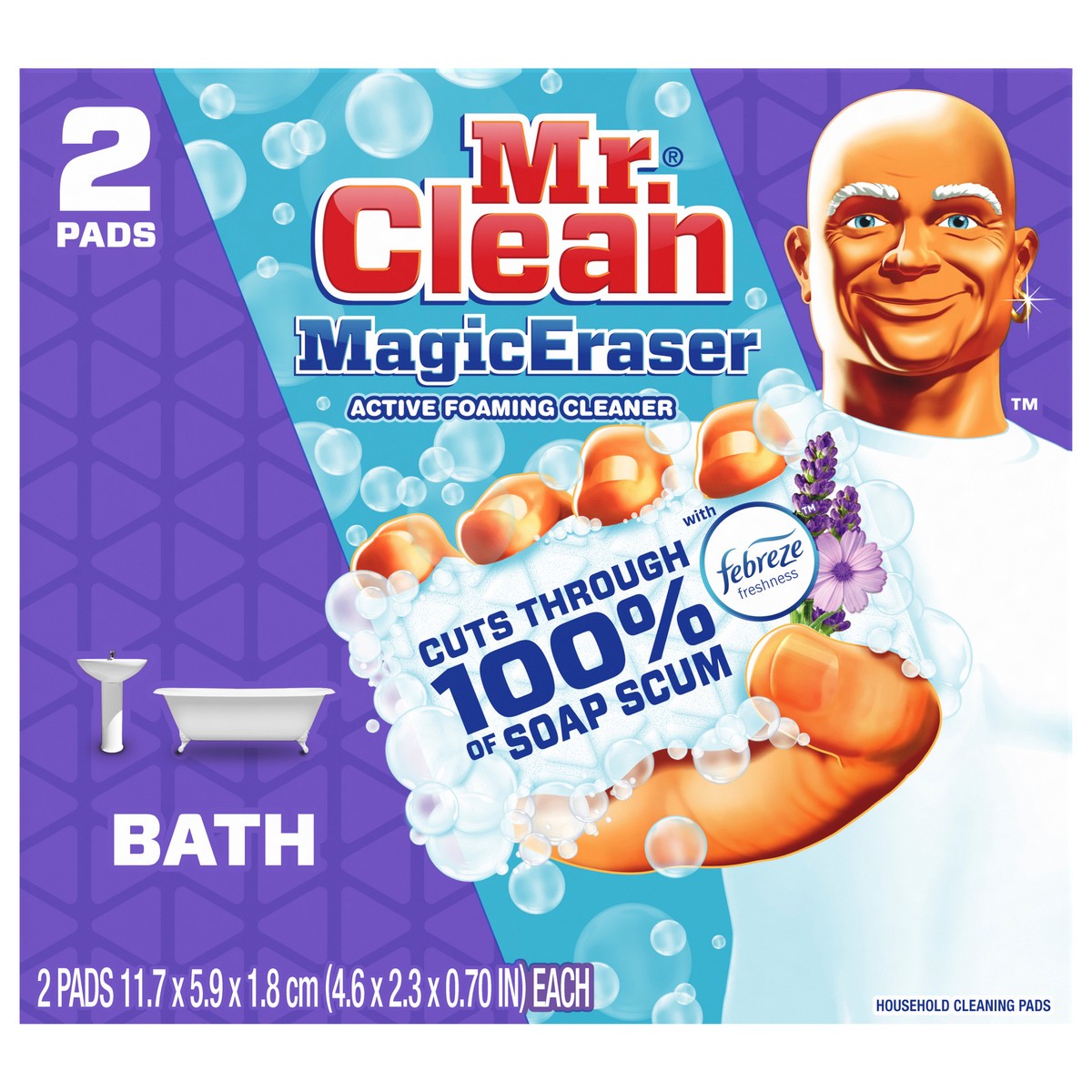 slide 1 of 13, Mr. Clean Lavender Scent Magic Eraser With Febreze, 2 ct