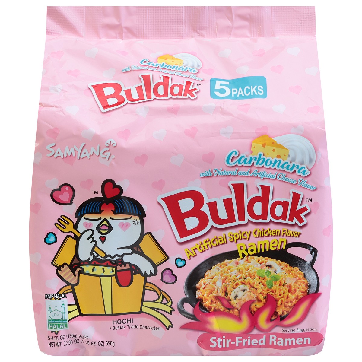 slide 1 of 14, Samyang Buldak Stir-Fried Carbonara Ramen 5 - 4.58 oz Packs, 22.9 oz