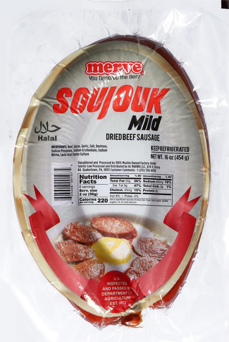 slide 2 of 13, Merve Mild Soujouk Dried Beef Sausage 16 oz, 16 oz