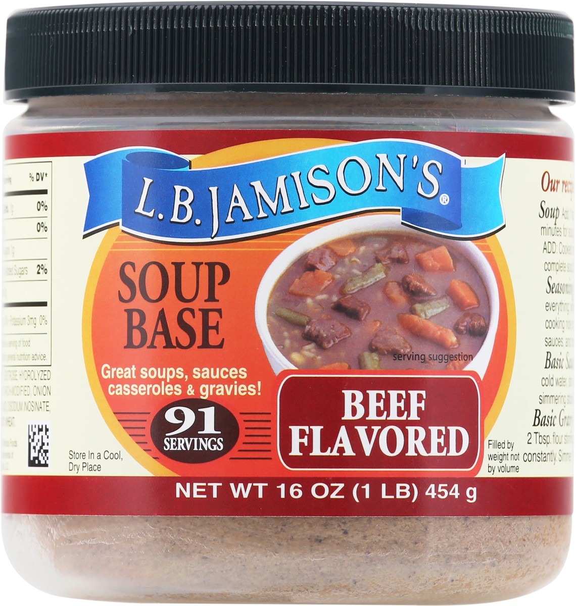 slide 5 of 12, L.B. Jamison's Beef Flavored Soup Base 16 oz, 16 oz