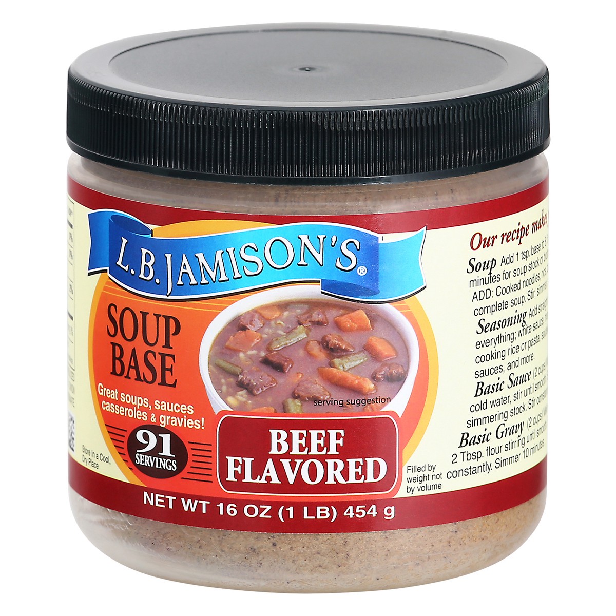 slide 7 of 12, L.B. Jamison's Beef Flavored Soup Base 16 oz, 16 oz