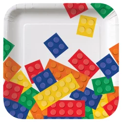 Creative Converting Happy Birthday Block Party Square Luncheon Plate