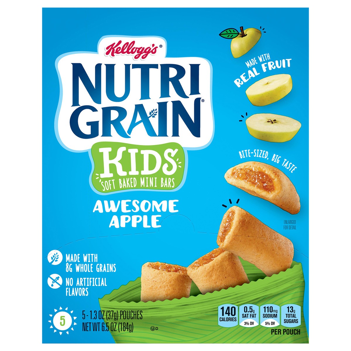slide 1 of 8, Nutri-Grain Bites Mini Breakfast Bars, Apple, 6.5 oz, 5 Count, 6.5 oz