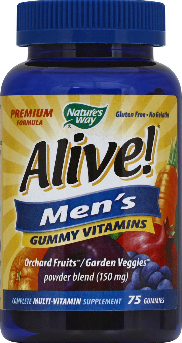slide 2 of 2, Nature's Way Alive! Men's Premium Orange, Grape & Cherry Flavored Multivitamin 75 Gummies, 75 ct