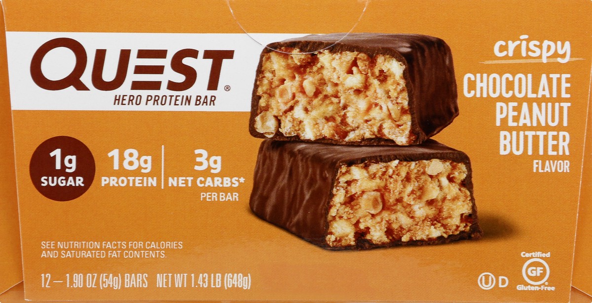 slide 5 of 6, Quest Crispy Chocolate Peanut Butter Flavor Protein Bar 12 - 1.90 oz Bars, 12 ct