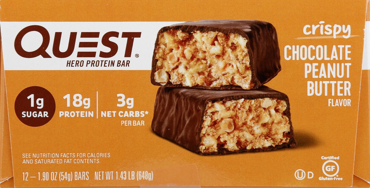 slide 6 of 6, Quest Crispy Chocolate Peanut Butter Flavor Protein Bar 12 - 1.90 oz Bars, 12 ct