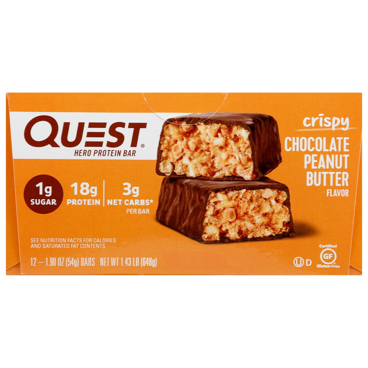 slide 1 of 6, Quest Crispy Chocolate Peanut Butter Flavor Protein Bar 12 - 1.90 oz Bars, 12 ct