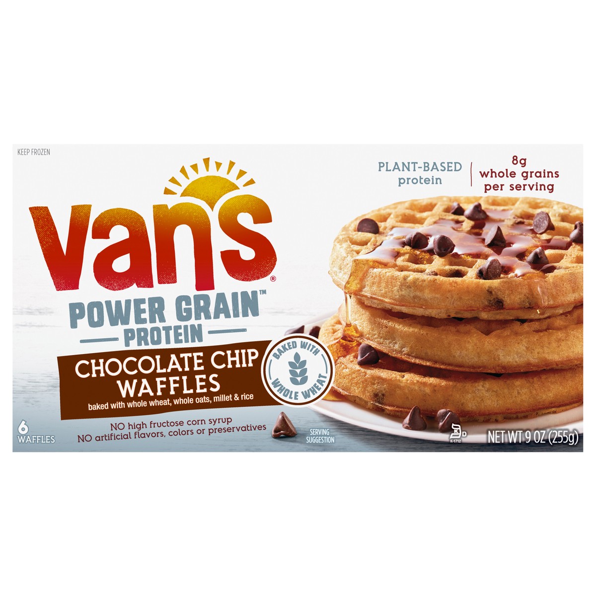 slide 1 of 11, Van's Frozen Waffle Protein Chocolate Chip 9oz, 6 ct