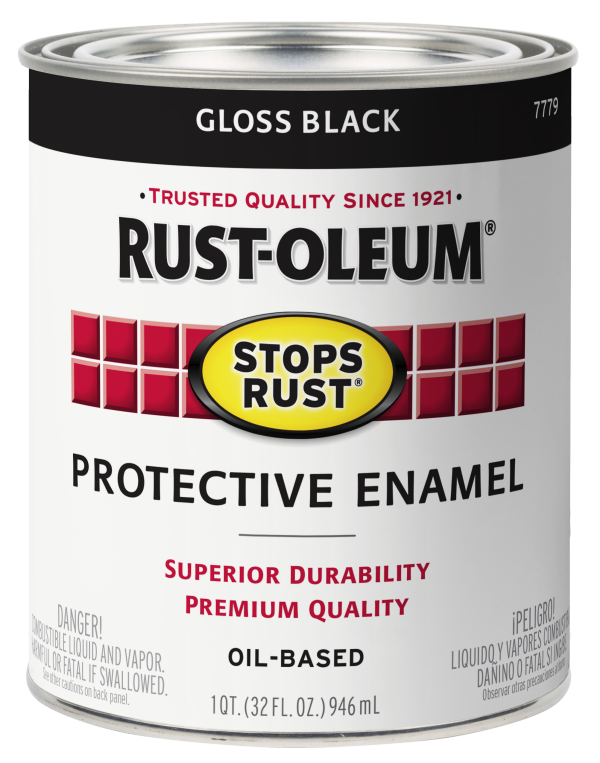 slide 7 of 25, Rust-Oleum Stops Rust Protective Enamel Paint - 7779502 Gloss Black, 32 fl oz