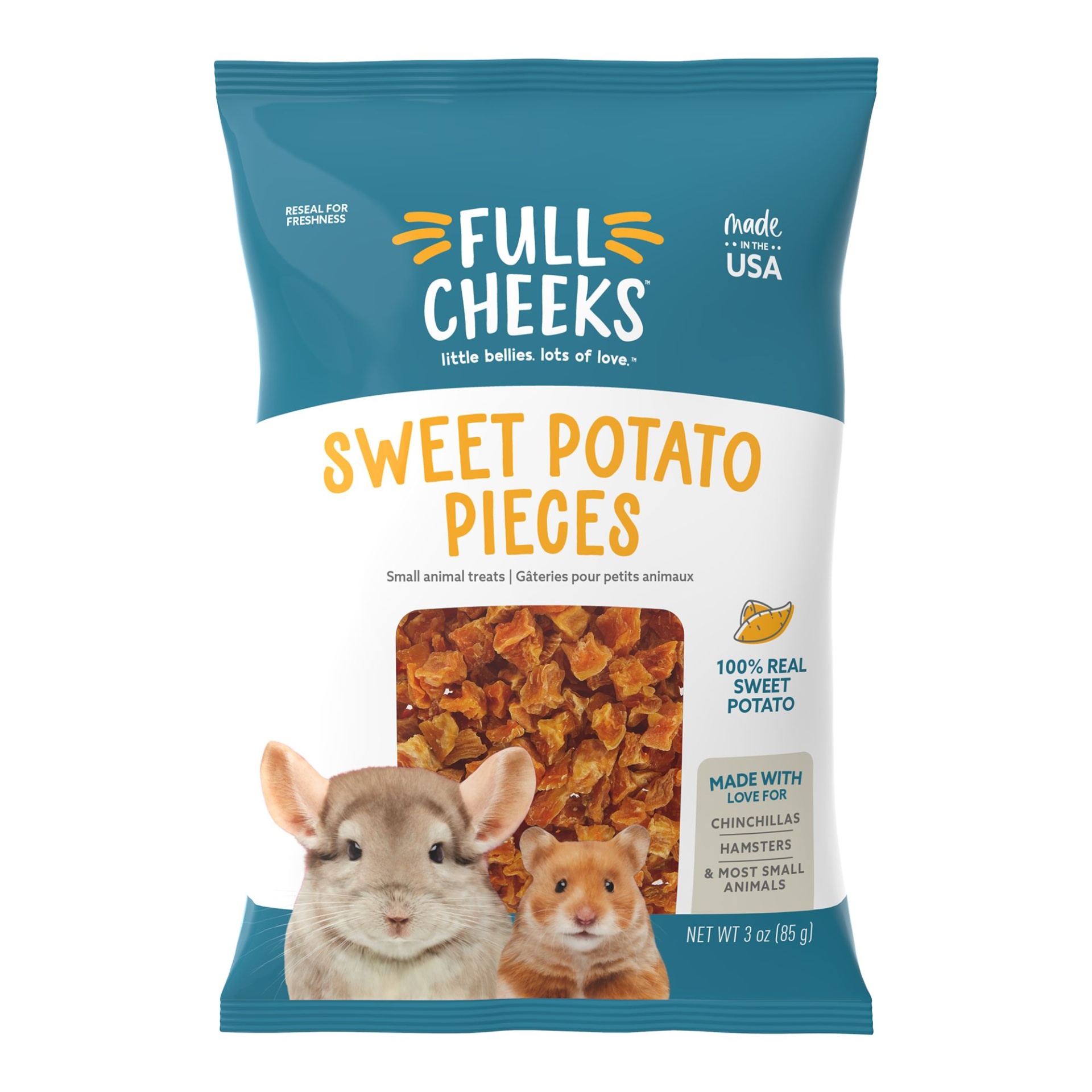 slide 1 of 1, Full Cheeks Small Pet Sweet Potato Pieces, 3 oz