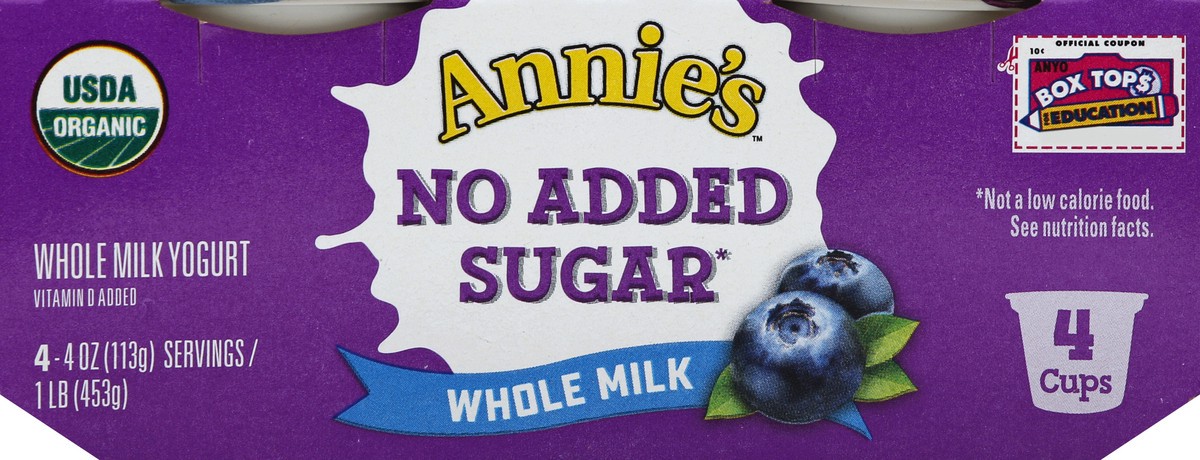 slide 4 of 4, Annie's Whole Milk Yogurt Blueberry, 4 ct