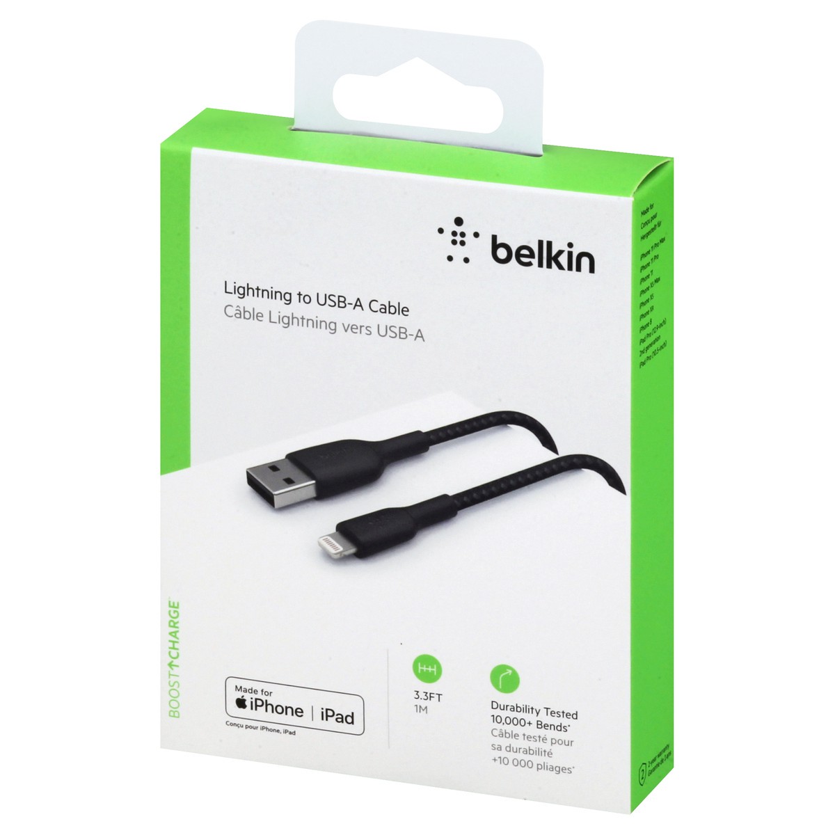 slide 4 of 9, Belkin Braided Usb-A To Lightning 1M Black, 1 ct