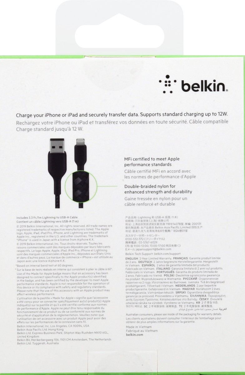 slide 7 of 9, Belkin Braided Usb-A To Lightning 1M Black, 1 ct